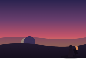 Illustration: Sonnenfinsternis über Rheinhessen-Weinbergen